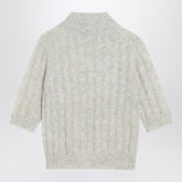Brunello Cucinelli Light Grey Mohair-Blend Cable-Knit Short-Sleeve Sweater Grey