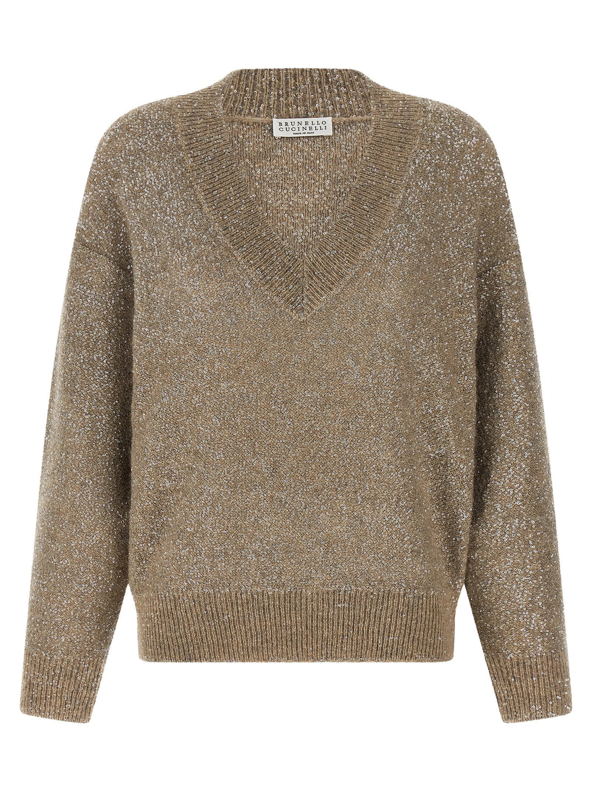 Brunello Cucinelli Dazzling Texture Sweater Beige