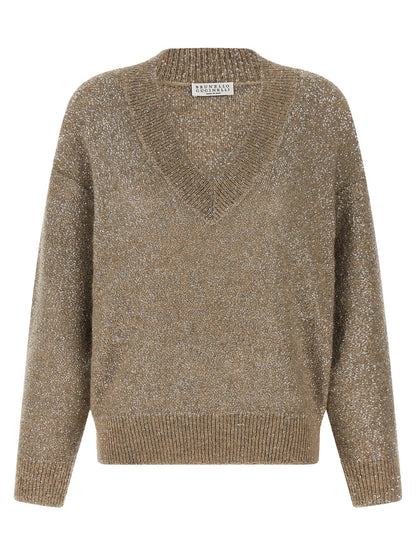 Brunello Cucinelli Dazzling Texture Sweater Beige