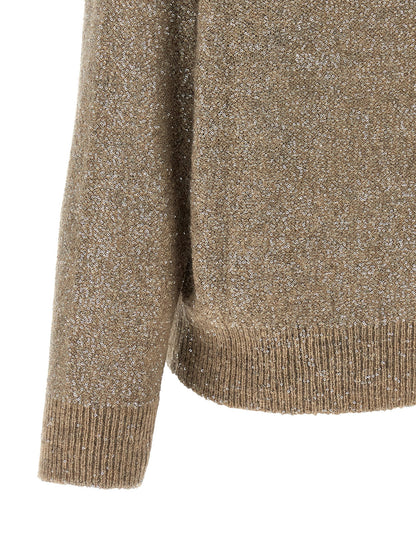 Brunello Cucinelli Dazzling Texture Sweater Beige