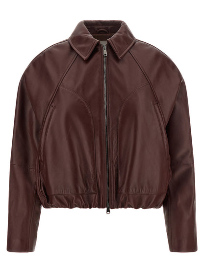 Brunello Cucinelli Nappa Leather Jacket Bordeaux