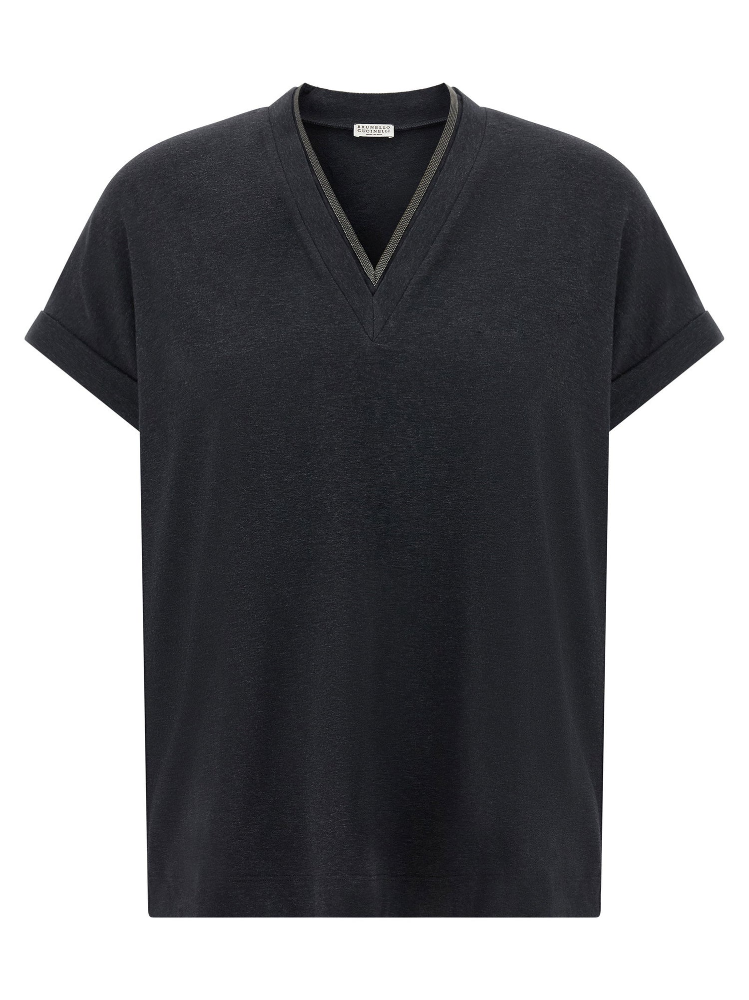 Brunello Cucinelli Shiny Trims T-shirt Gray