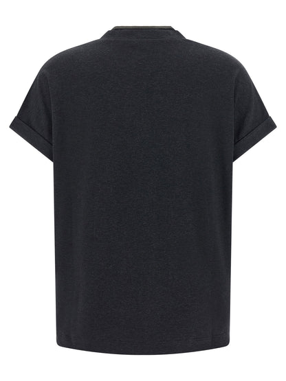Brunello Cucinelli Shiny Trims T-shirt Gray