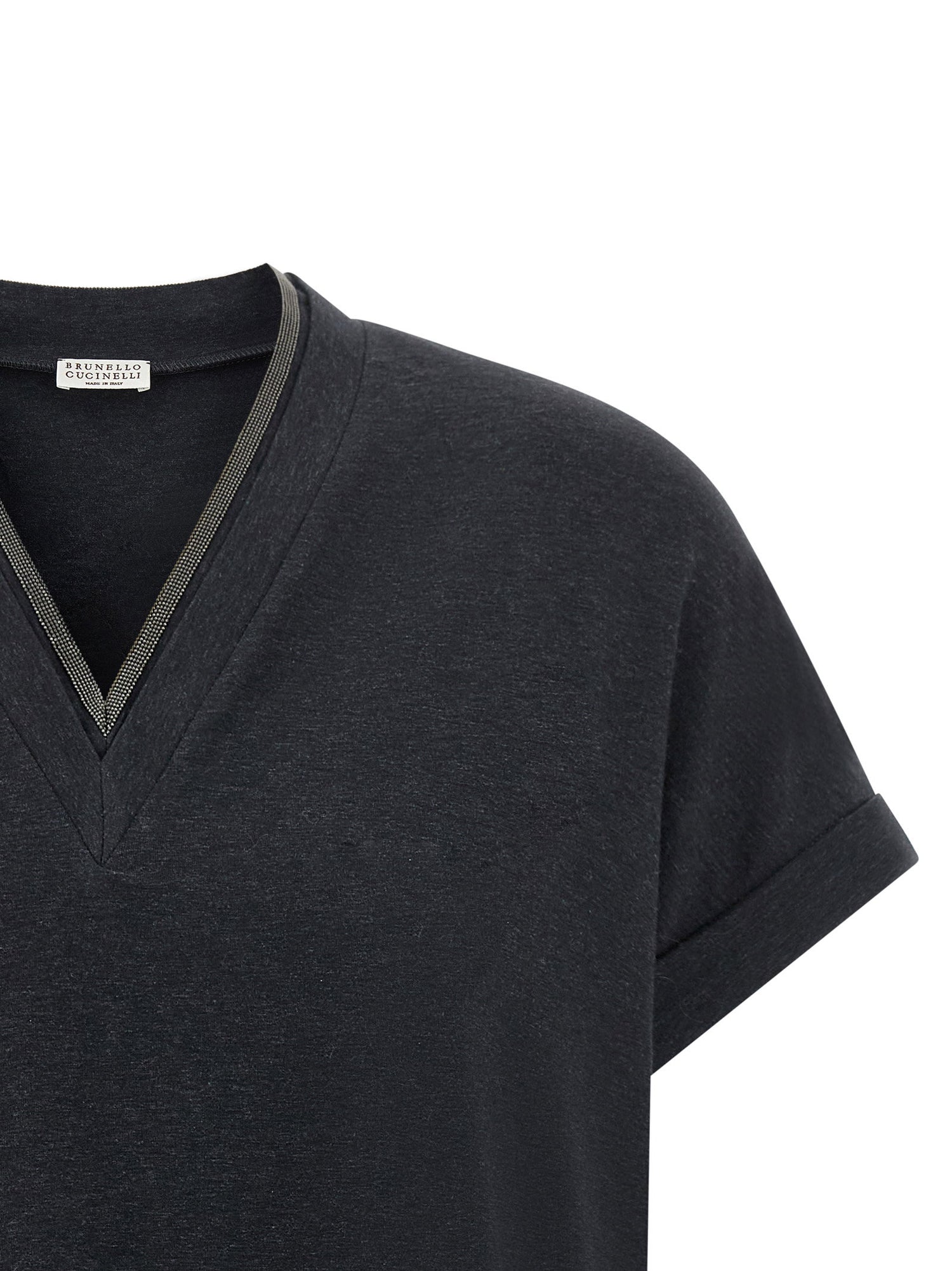 Brunello Cucinelli Shiny Trims T-shirt Gray