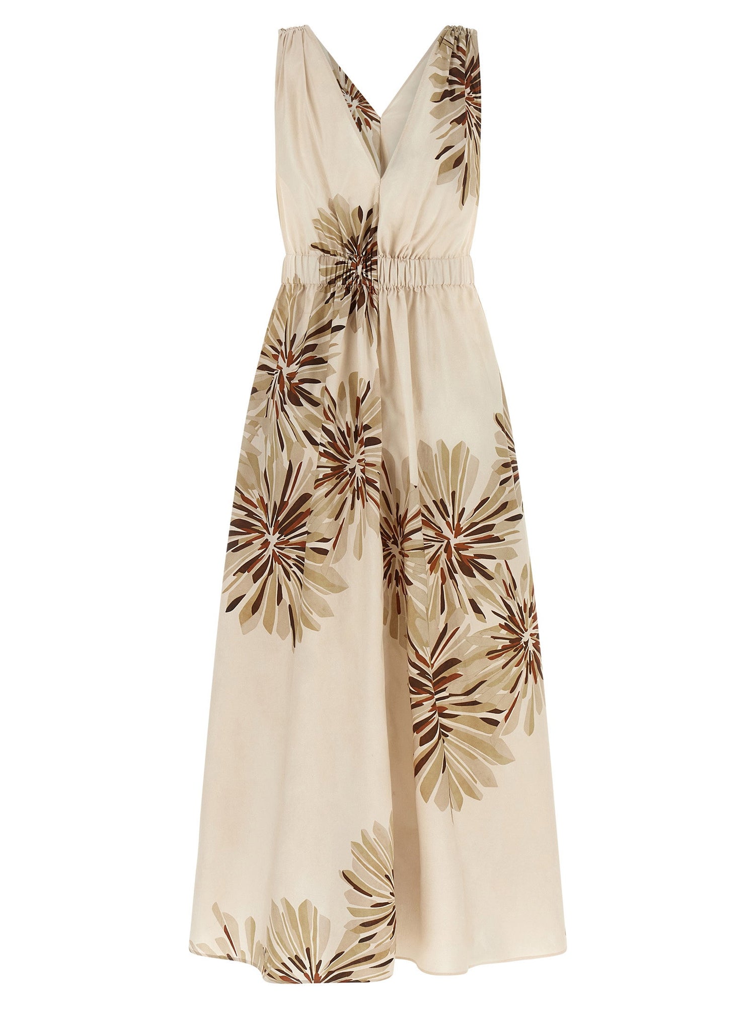 Brunello Cucinelli Bloom Print Dress Beige