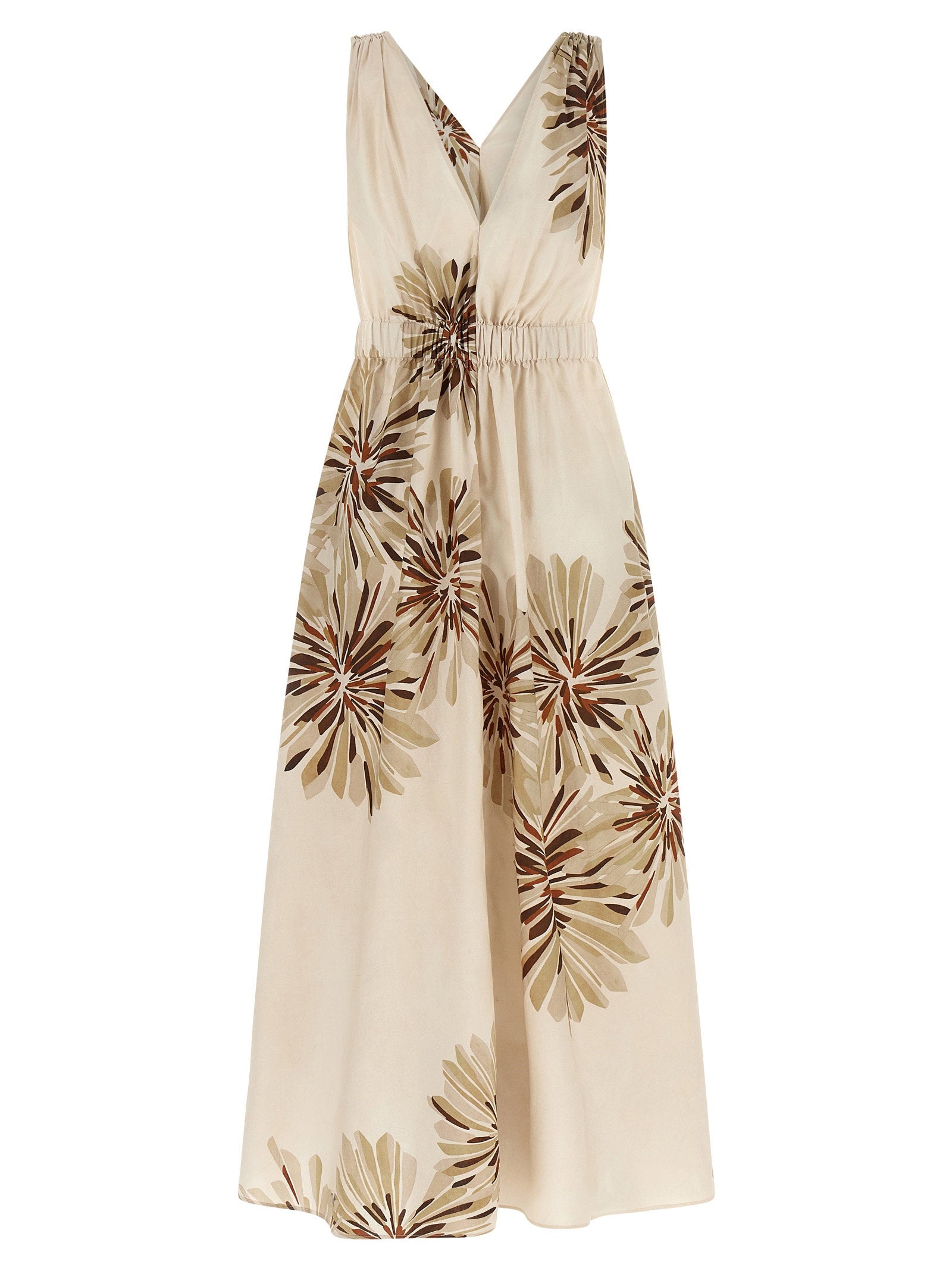 Brunello Cucinelli Bloom Print Dress Beige