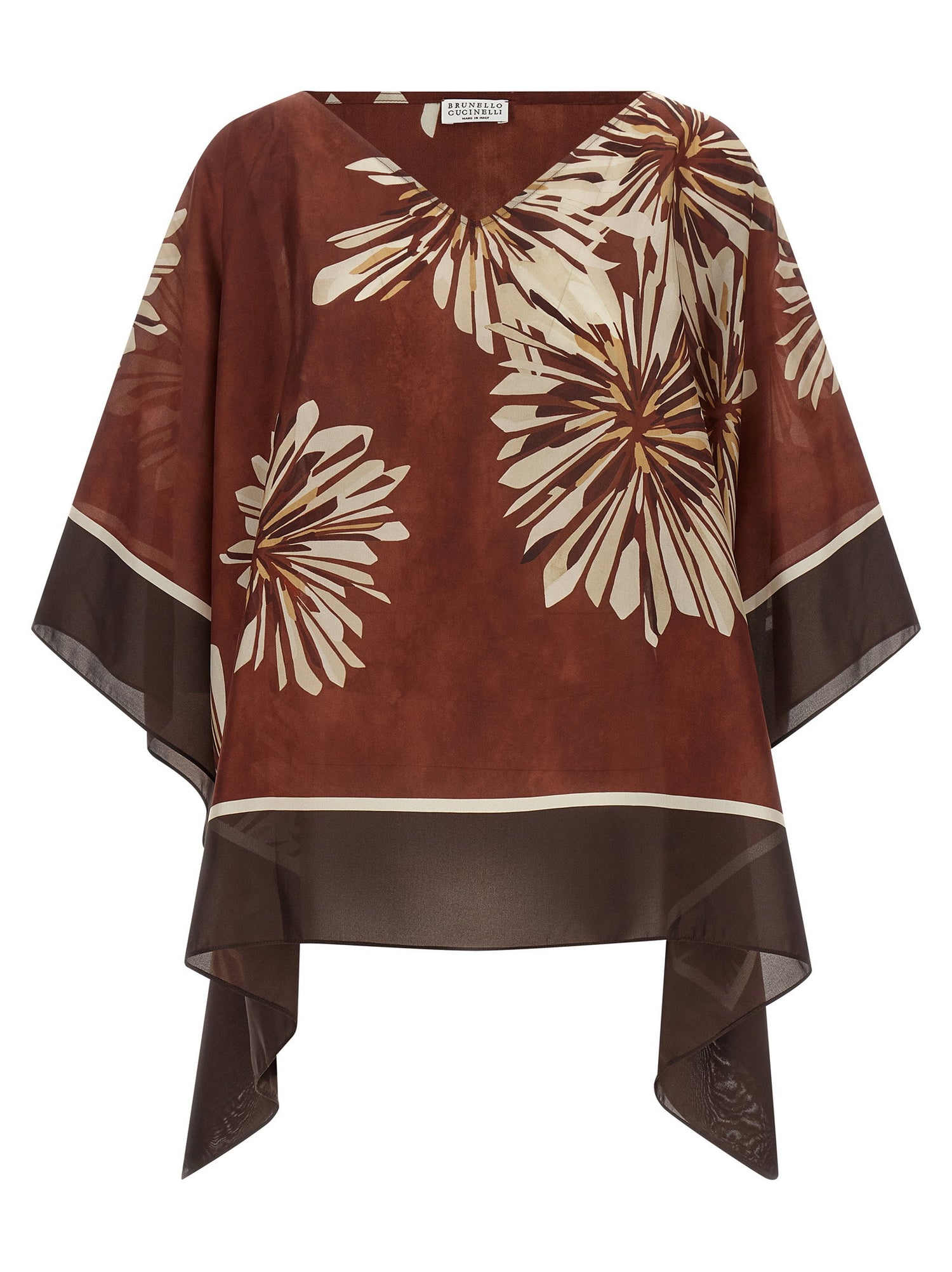Brunello Cucinelli Silk Scarf Blouse Bordeaux