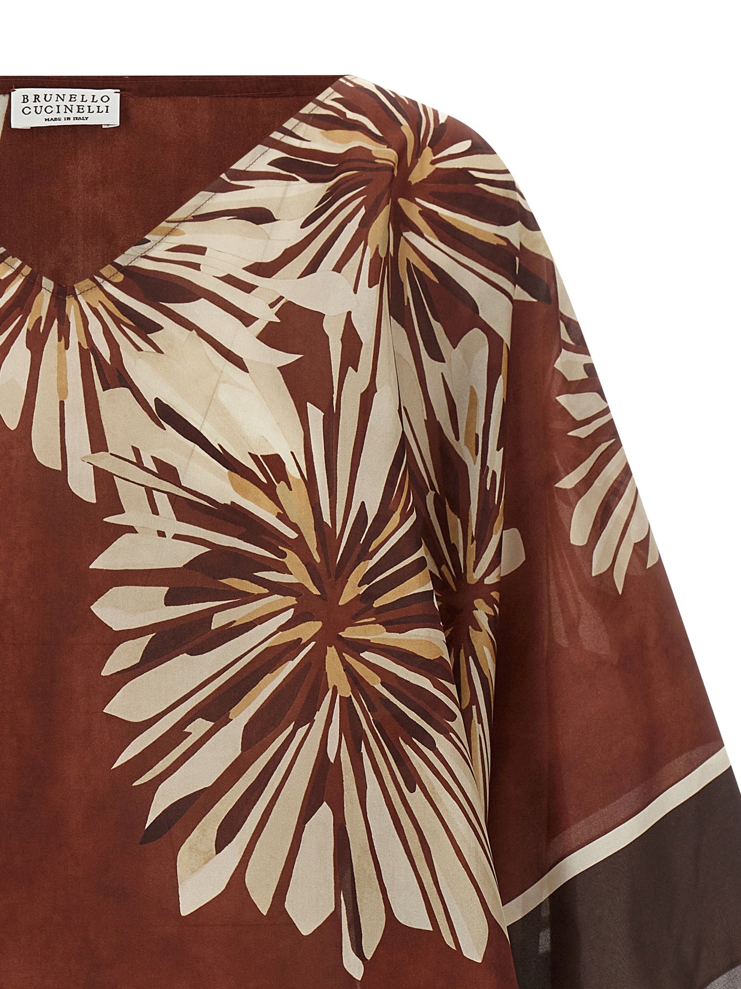Brunello Cucinelli Silk Scarf Blouse Bordeaux