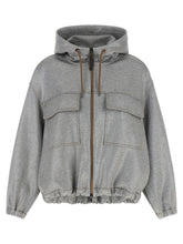 Brunello Cucinelli Shiny Zipper Pull Bomber Jacket Silver
