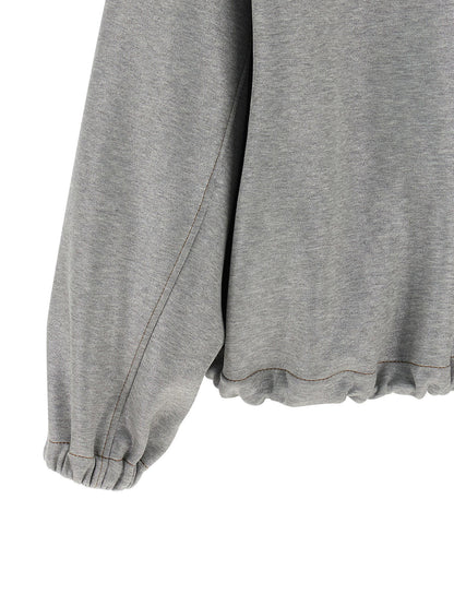 Brunello Cucinelli Shiny Zipper Pull Bomber Jacket Silver