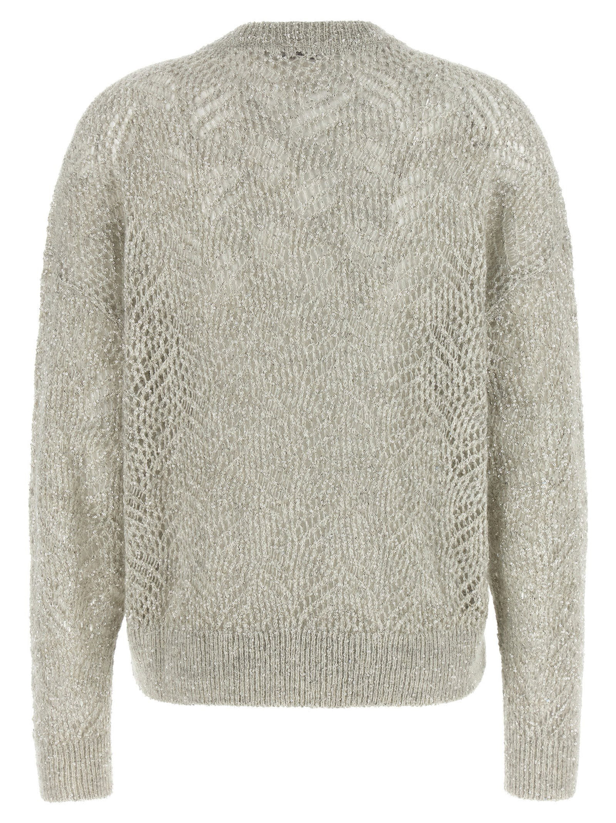 Brunello Cucinelli Dazzling Abstract Leaf Sweater Gray