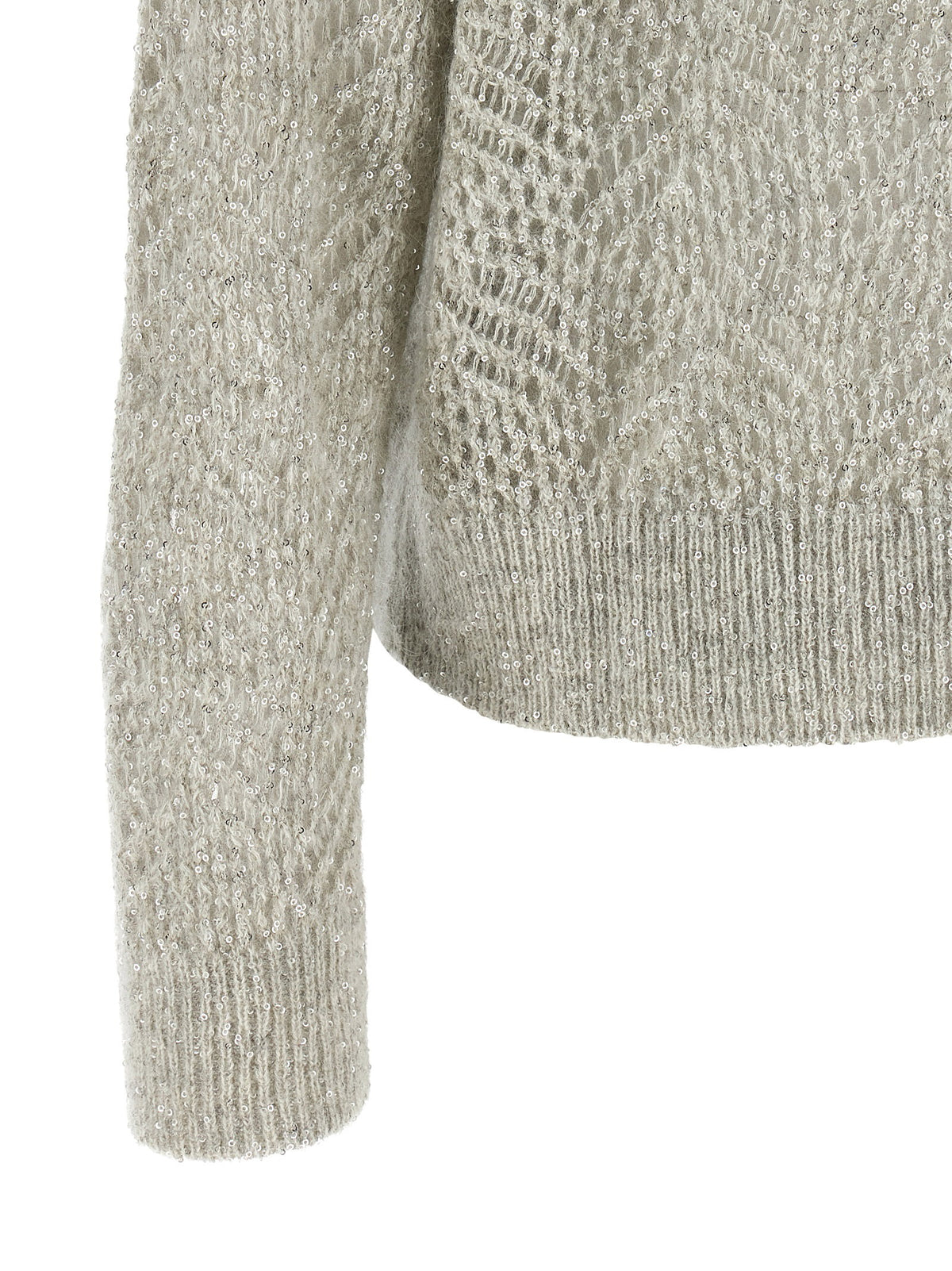Brunello Cucinelli Dazzling Abstract Leaf Sweater Gray