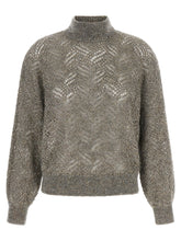 Brunello Cucinelli Dazzling Abstract Leaf Sweater Gray