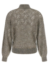 Brunello Cucinelli Dazzling Abstract Leaf Sweater Gray