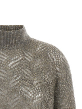 Brunello Cucinelli Dazzling Abstract Leaf Sweater Gray