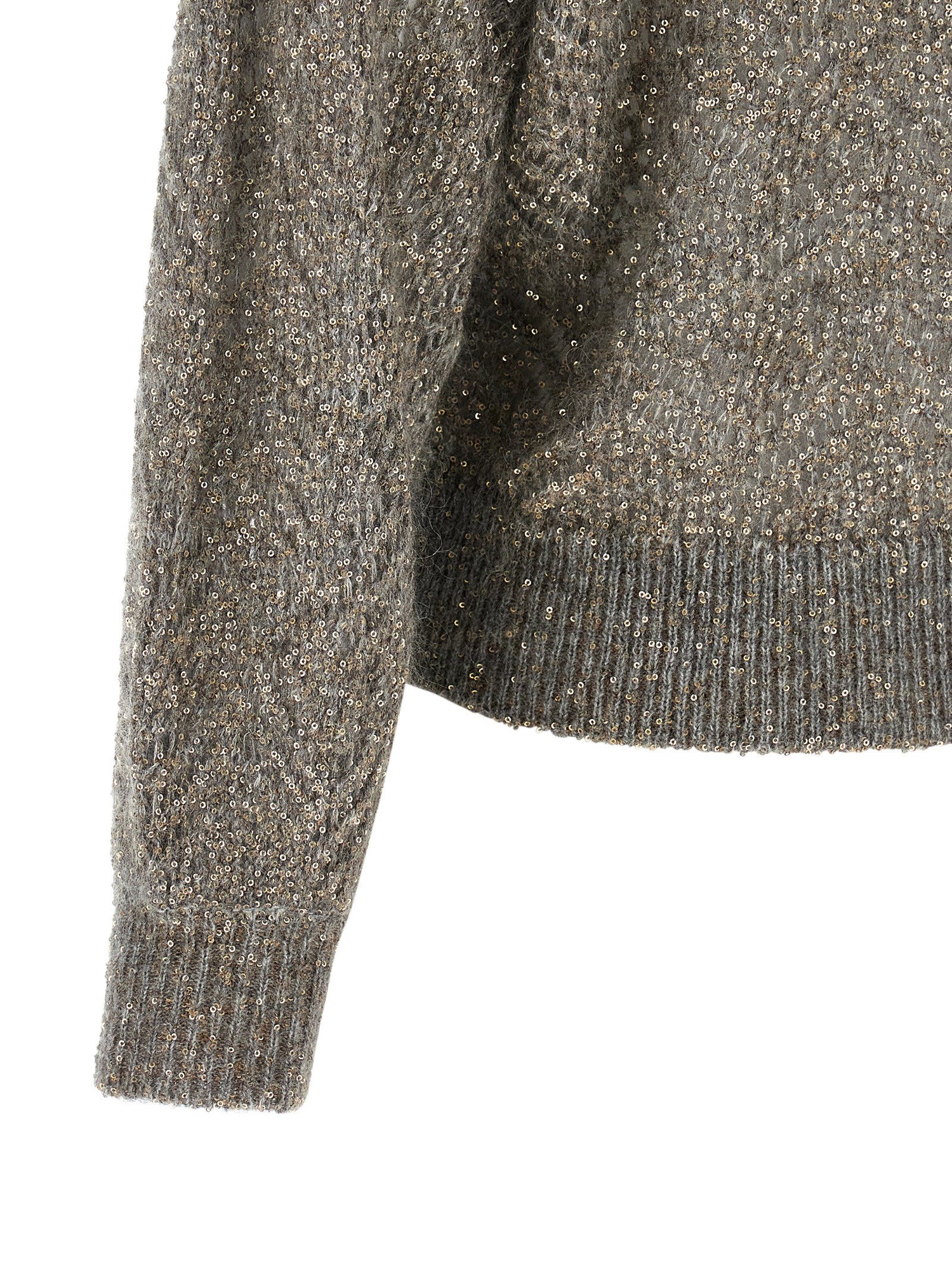 Brunello Cucinelli Dazzling Abstract Leaf Sweater Gray