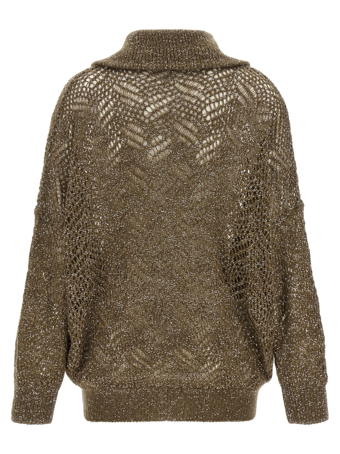 Brunello Cucinelli Dazzling Abstract Leaf Cardigan Brown