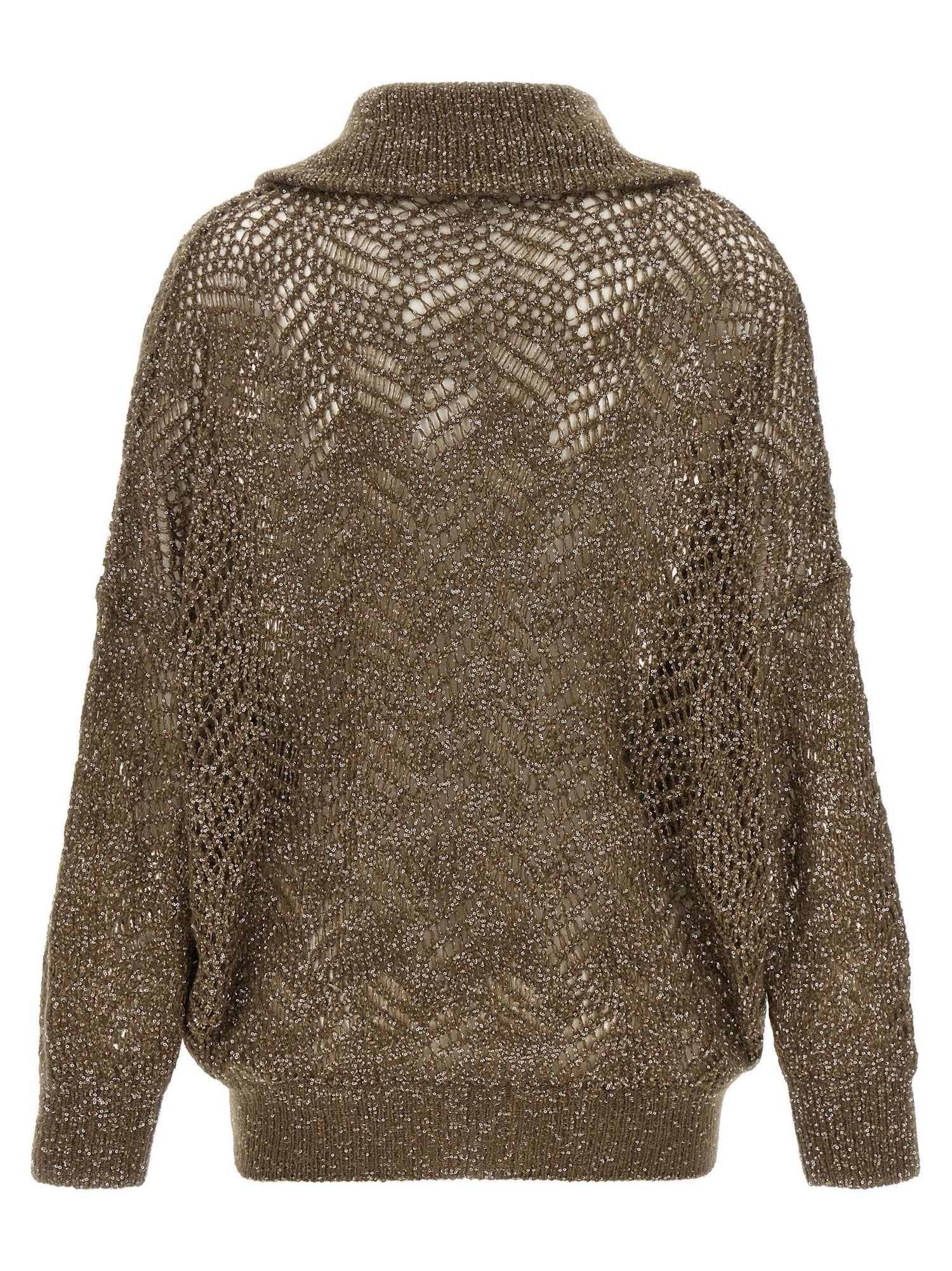 Brunello Cucinelli Dazzling Abstract Leaf Cardigan Brown