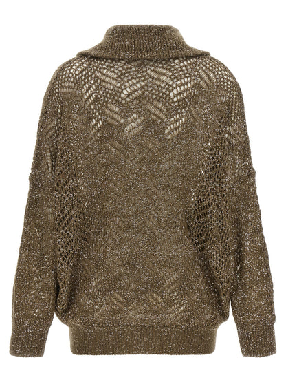 Brunello Cucinelli Dazzling Abstract Leaf Cardigan Brown