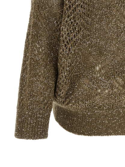 Brunello Cucinelli Dazzling Abstract Leaf Cardigan Brown