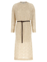 Brunello Cucinelli Dazzling Abstact Leaf Dress Beige