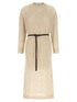 Brunello Cucinelli Dazzling Abstact Leaf Dress Beige