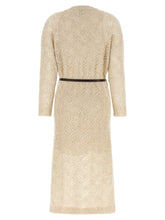 Brunello Cucinelli Dazzling Abstact Leaf Dress Beige