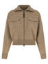 Brunello Cucinelli Shiny Zipper Pull Wool Cardigan Beige