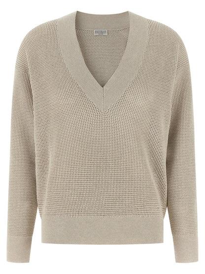 Brunello Cucinelli Openwork Sweater Beige