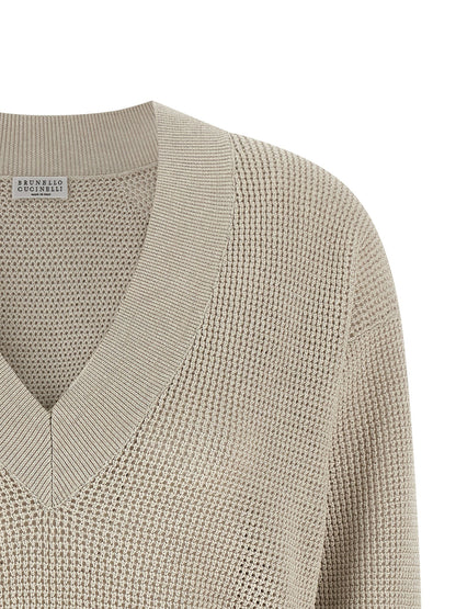 Brunello Cucinelli Openwork Sweater Beige