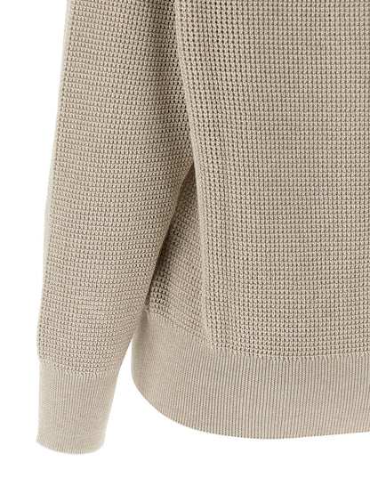 Brunello Cucinelli Openwork Sweater Beige