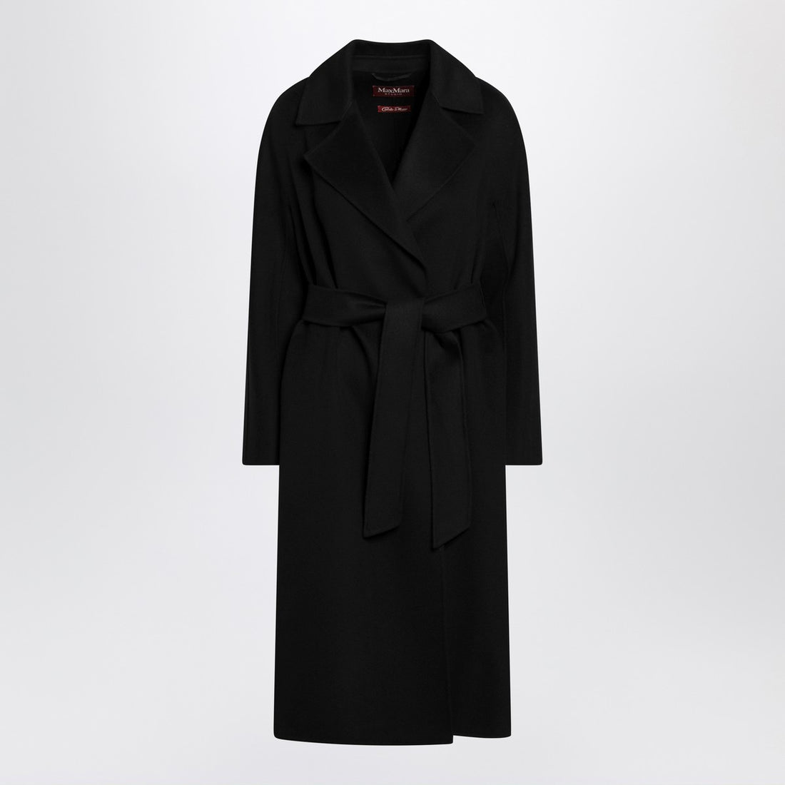 Max Mara Studio Belted Virgin Wool Coat Black