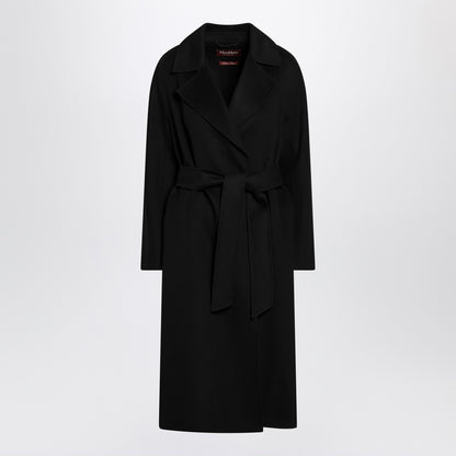 Max Mara Studio Belted Virgin Wool Coat Black