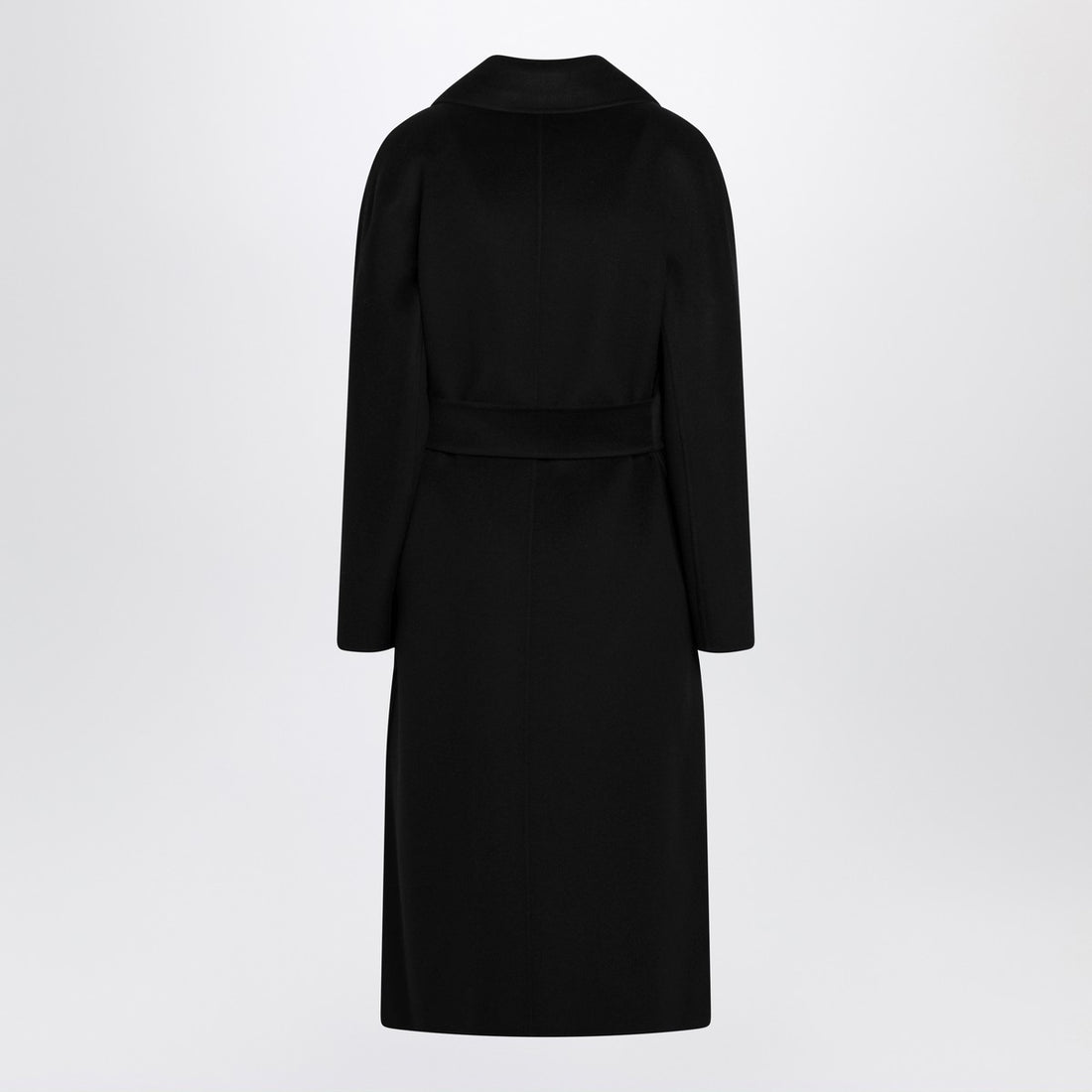 Max Mara Studio Belted Virgin Wool Coat Black