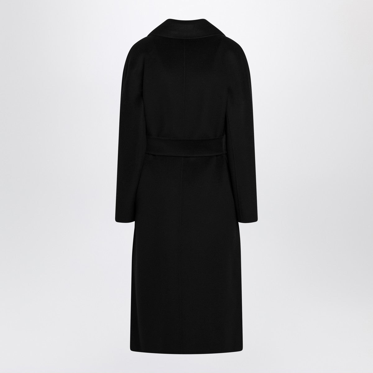 Max Mara Studio Belted Virgin Wool Coat Black