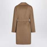 Max Mara Studio Camel Cashmere Wool Wrap Coat Brown