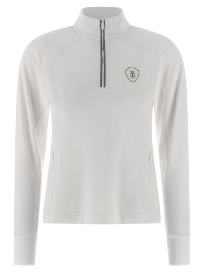 Brunello Cucinelli Precious Half Zip Sweater White
