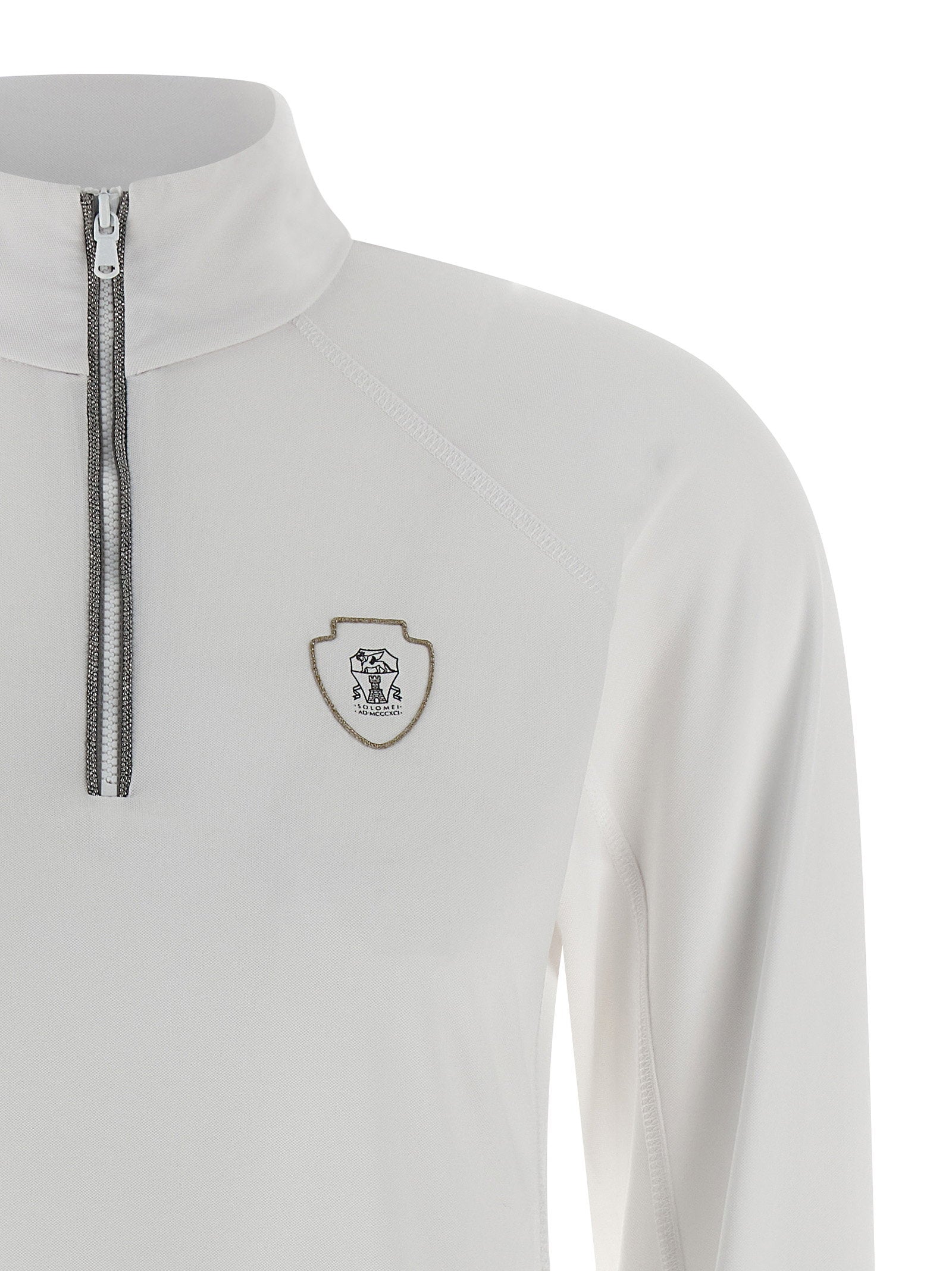 Brunello Cucinelli Precious Half Zip Sweater White