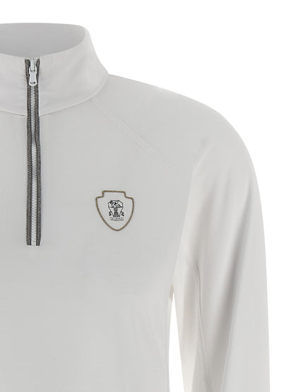 Brunello Cucinelli Precious Half Zip Sweater White