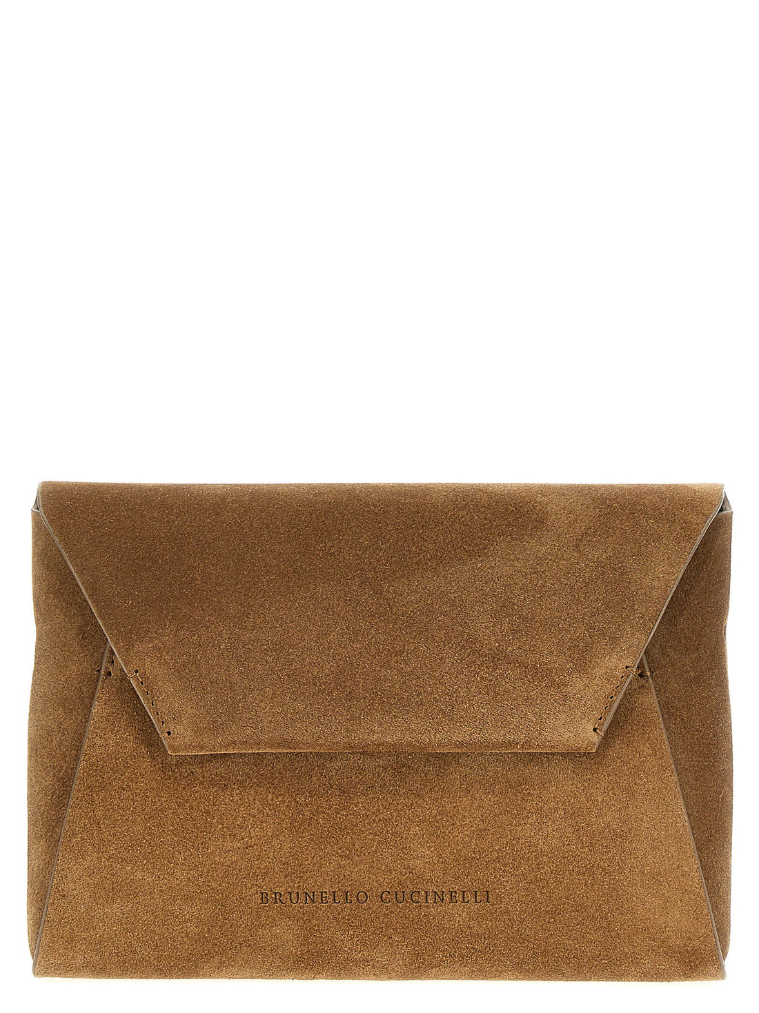 Brunello Cucinelli Monile Suede Clutch Bag Brown