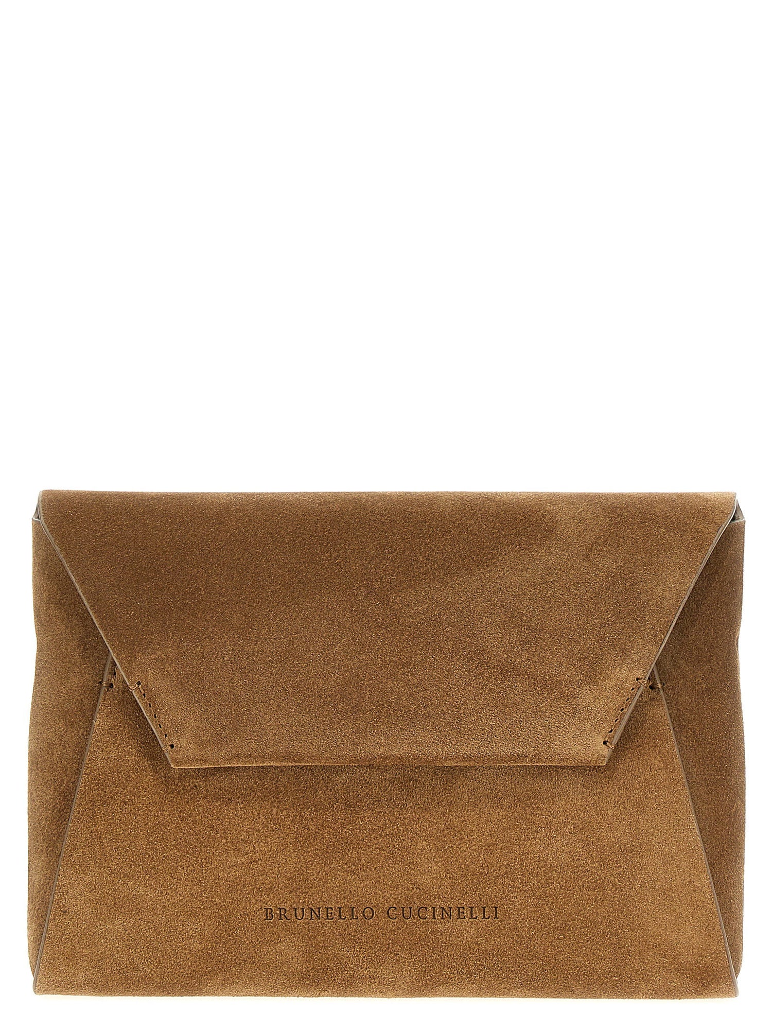 Brunello Cucinelli Monile Suede Clutch Bag Brown