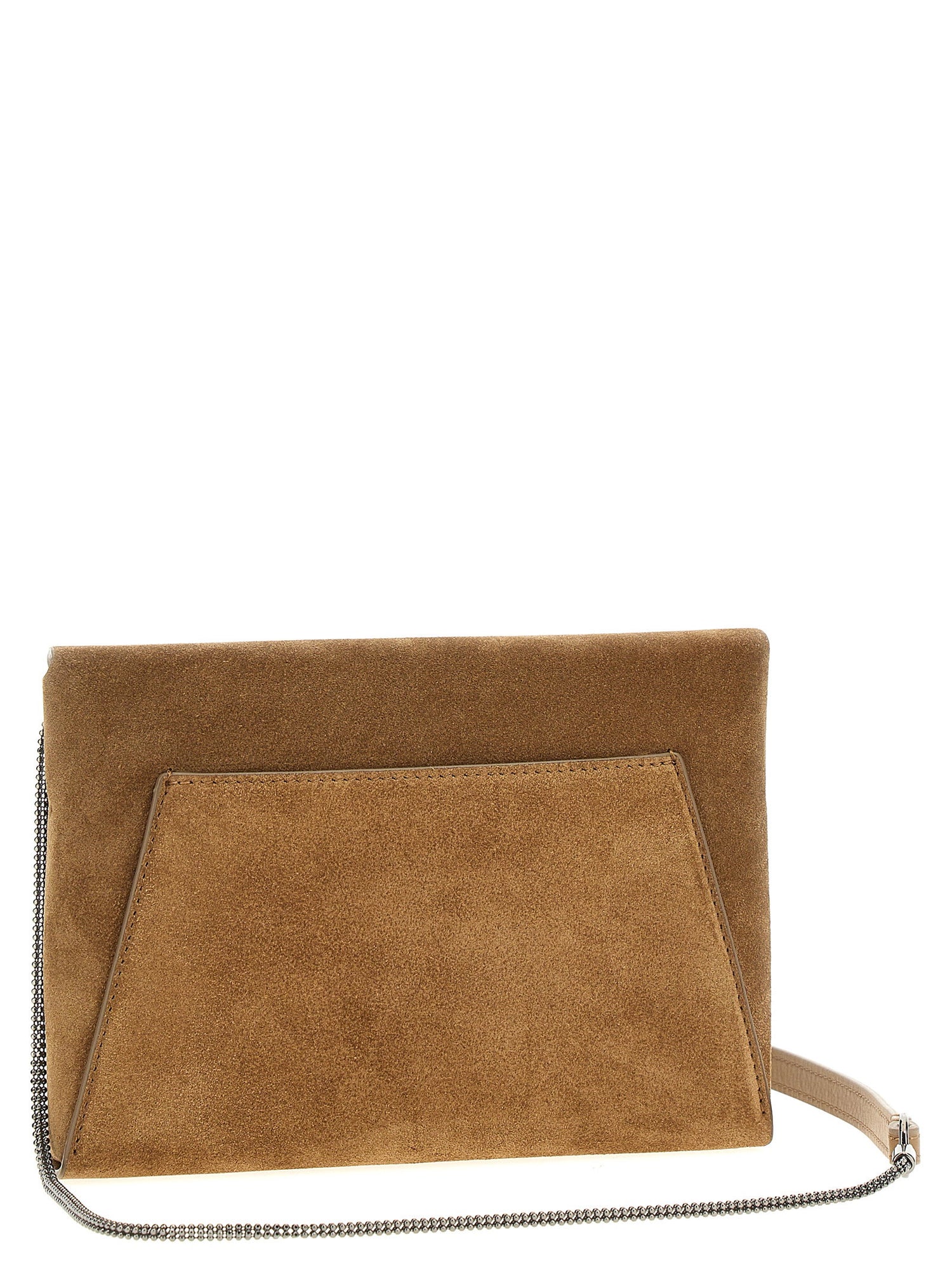 Brunello Cucinelli Monile Suede Clutch Bag Brown