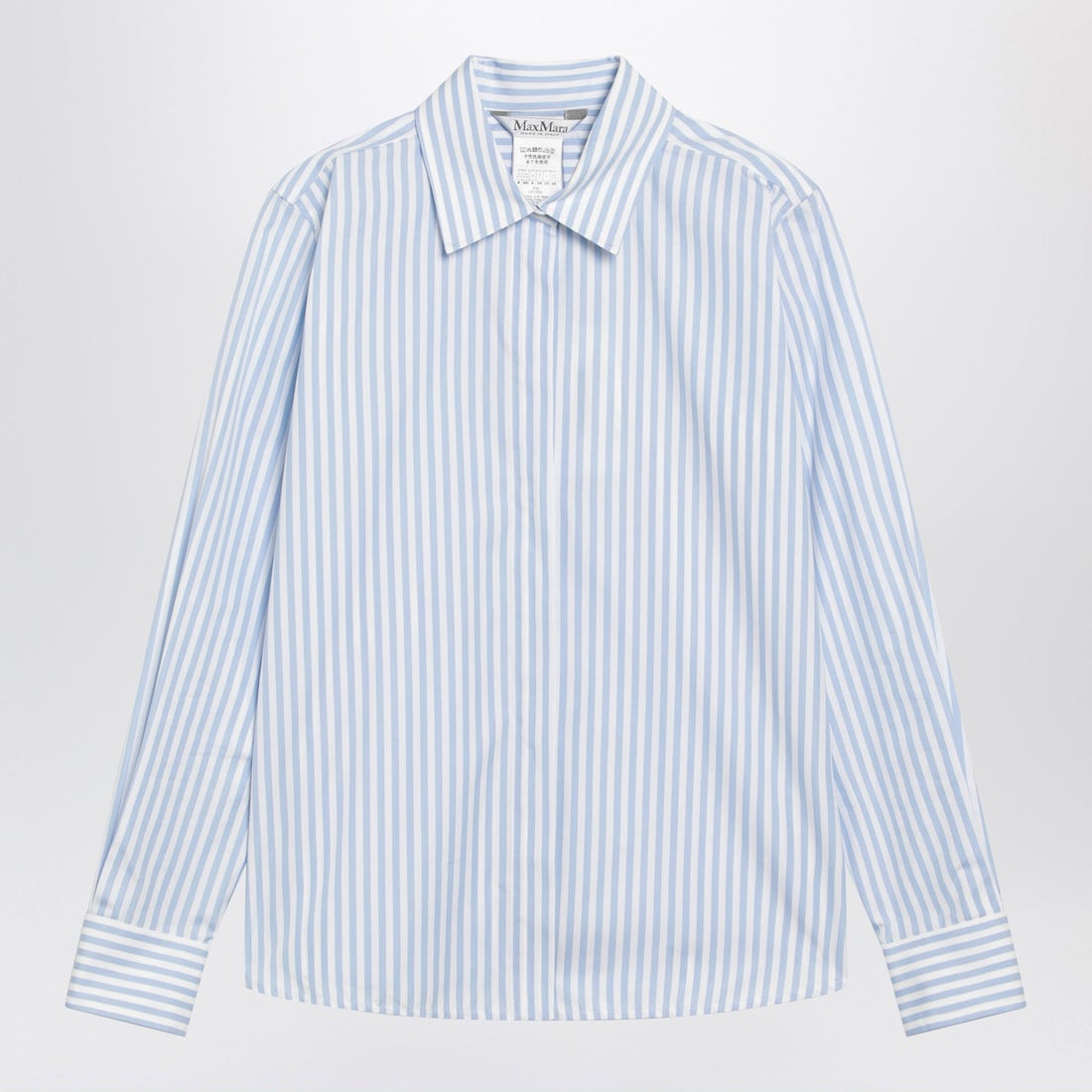 Max Mara Striped Cotton Shirt Light Blue light blue