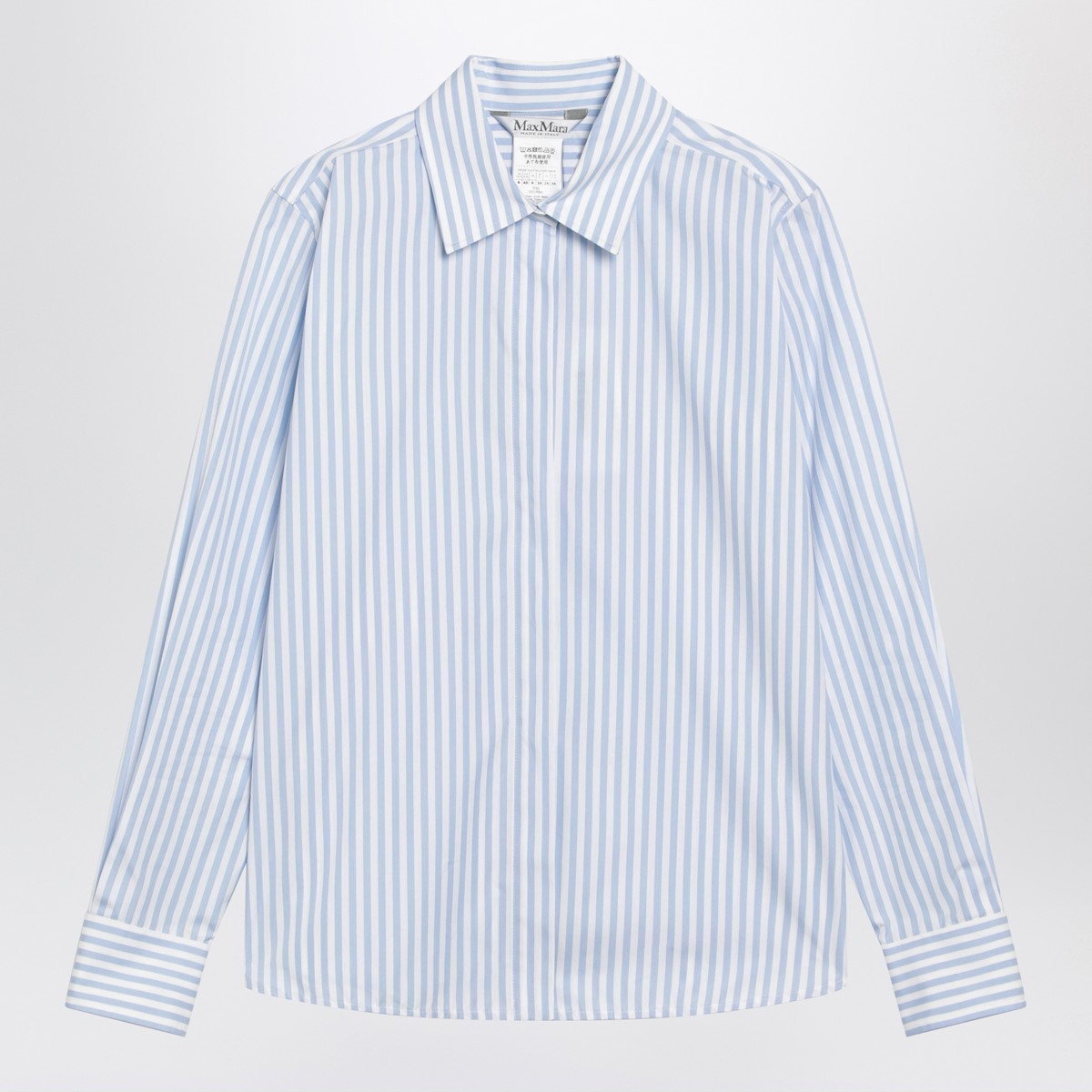 Max Mara Striped Cotton Shirt Light Blue light blue
