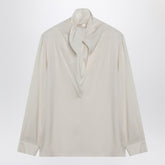 Max Mara Silk Charmeuse Scarf Blouse Beige