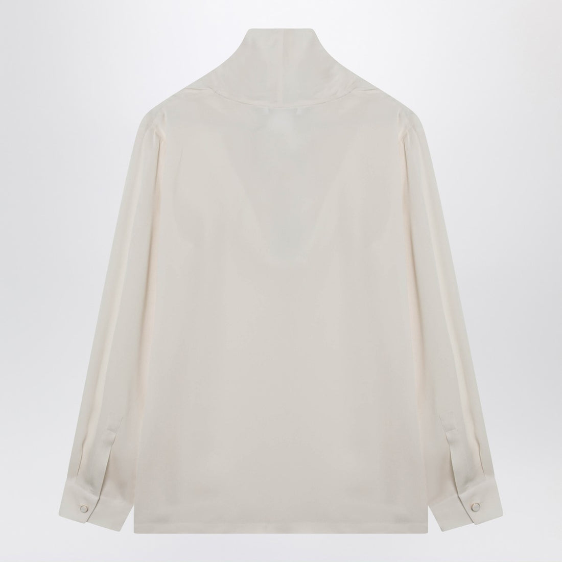 Max Mara Silk Charmeuse Scarf Blouse Beige