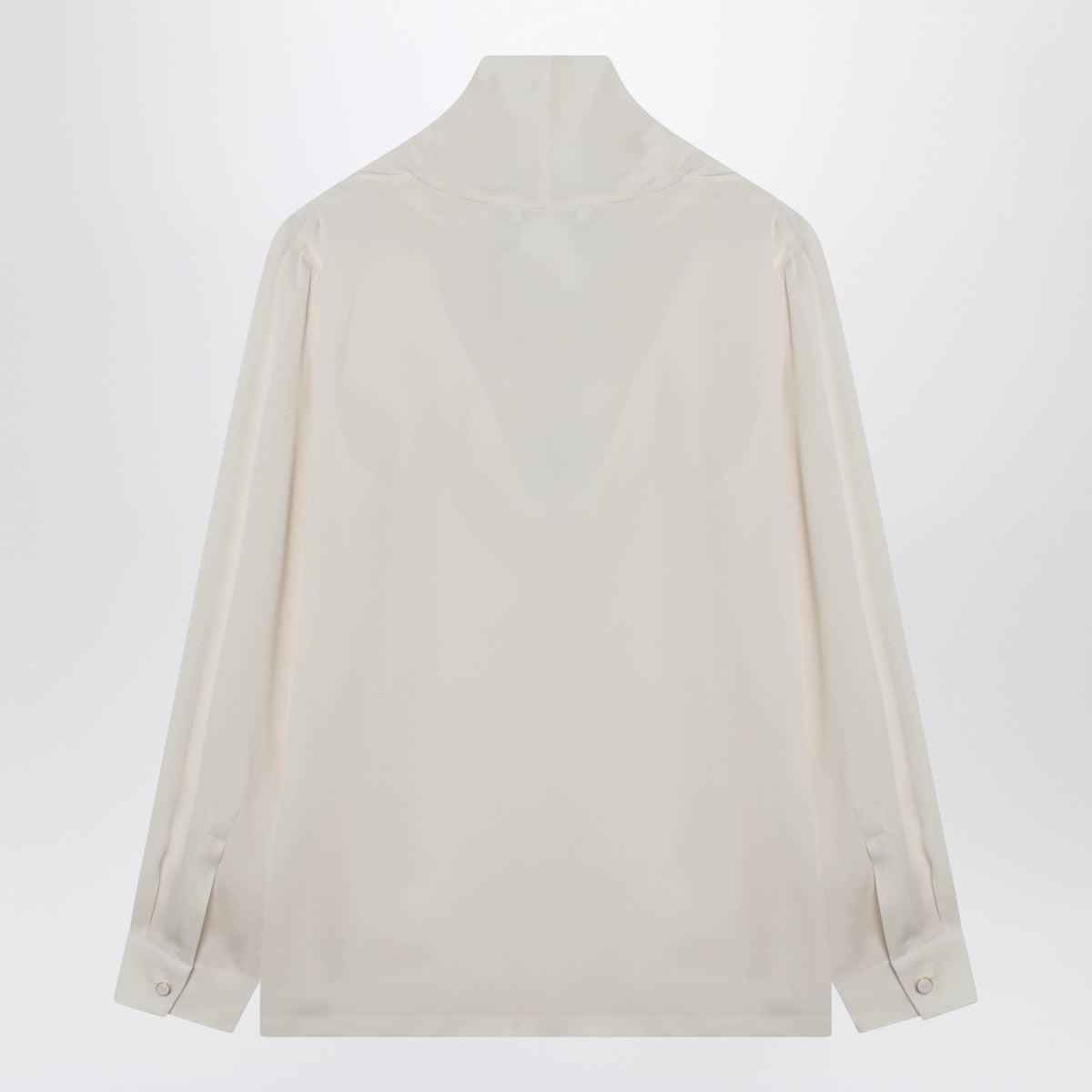 Max Mara Silk Charmeuse Scarf Blouse Beige