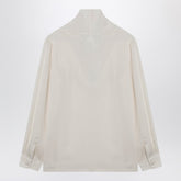 Max Mara Silk Charmeuse Scarf Blouse Beige