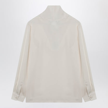 Max Mara Silk Charmeuse Scarf Blouse Beige