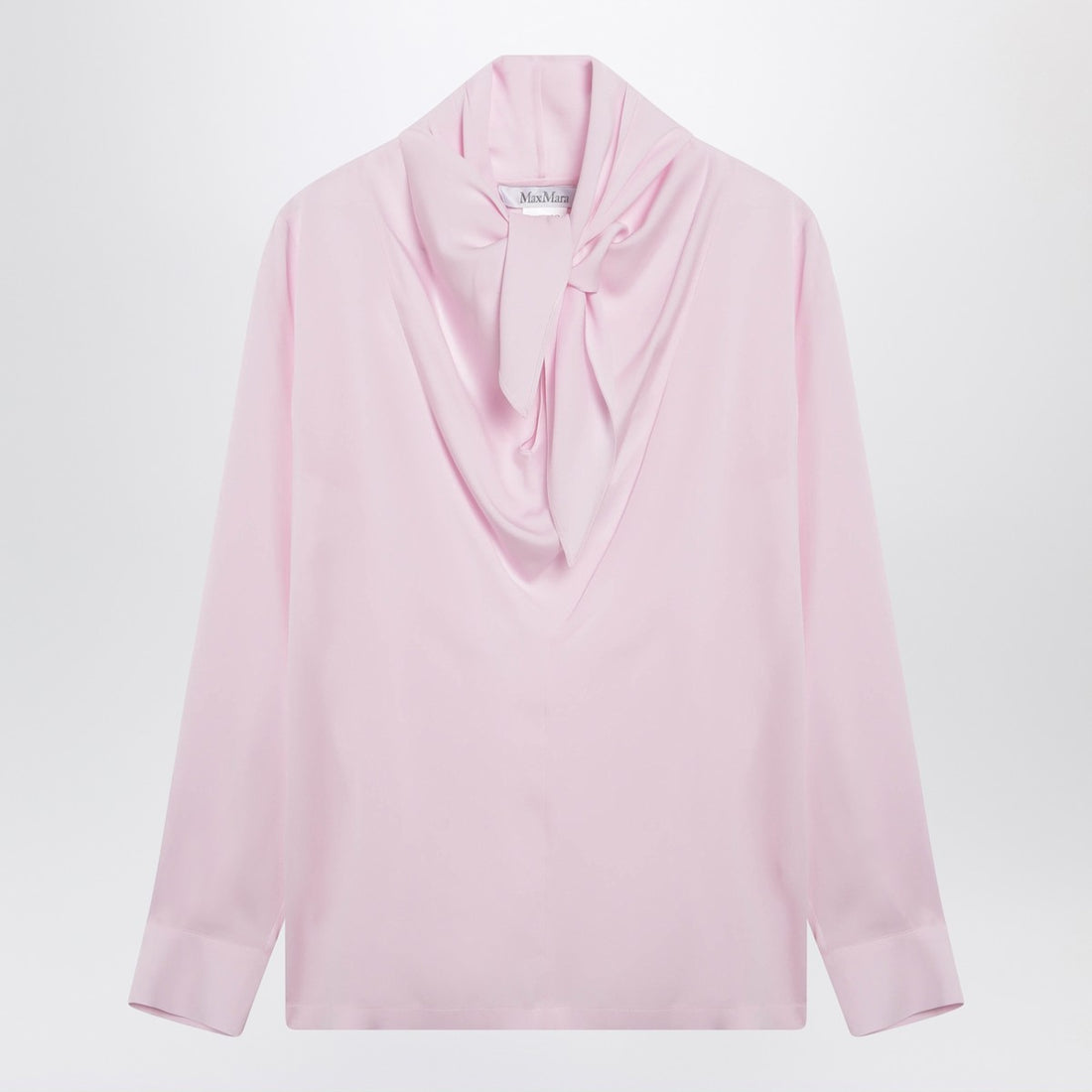 Max Mara Silk Charmeuse Neck-Tie Blouse Pink